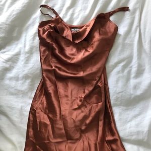 Hollister bronze slip dress with cowl neck